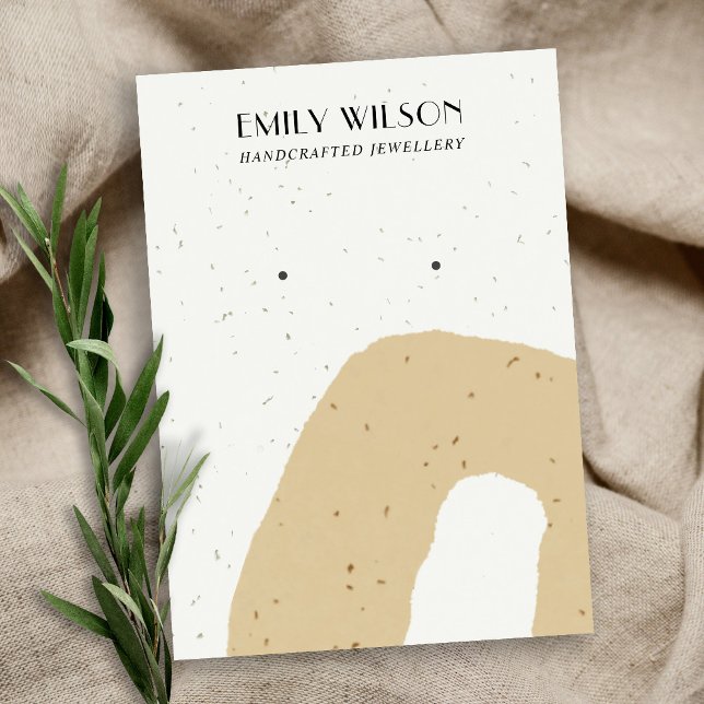 ABSTRACT CERAMIC OCHRE YELLOW STUD EARRING DISPLAY BUSINESS CARD (Creator Uploaded)