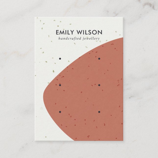 ABSTRACT CERAMIC RUST WAVE 3 STUD EARRING DISPLAY BUSINESS CARD (Front)