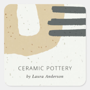 ABSTRACT CERAMIC TEXTURE OCHRE YELLOW SPECKLED SQUARE STICKER