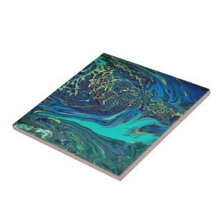Abstract Ceramic Tile "Flow Lake"