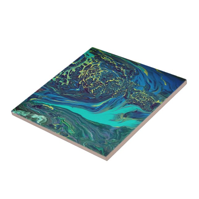 Abstract Ceramic Tile "Flow Lake" (Side)
