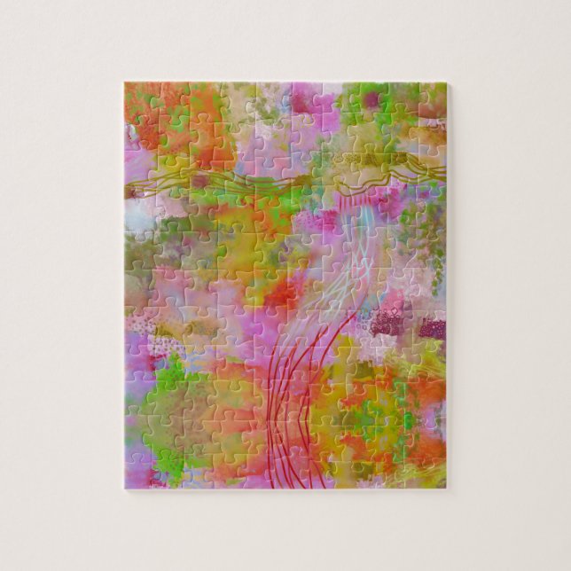 Abstract challenge puzzle in pink & green  (Vertical)