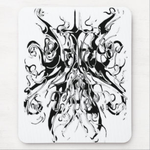 Abstract Chaos Tribal Design - black and white Mouse Pad