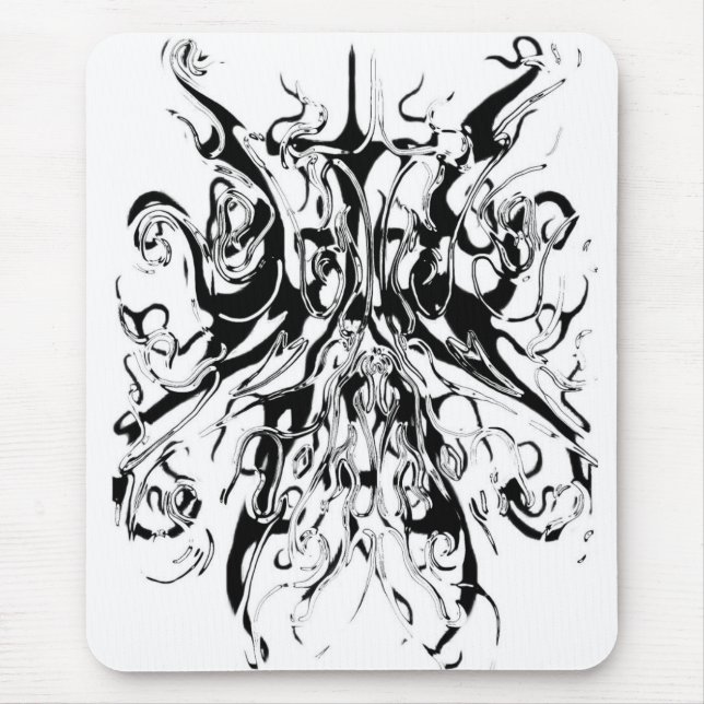 Abstract Chaos Tribal Design - black and white Mouse Pad (Front)