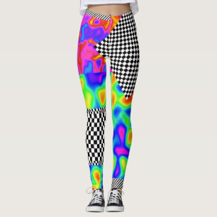 Abstract Checkers Patches Leggings