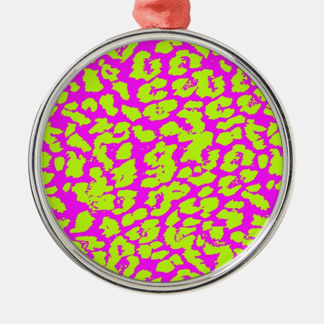 Abstract Cheetah Spots Colourful Metal Tree Decoration (Front)