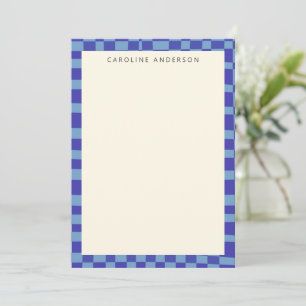 Abstract Chequered Pattern Blue Personalised Name Card
