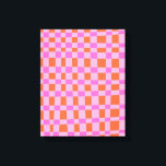 Abstract Chequered Shapes Pattern in Pink    Canvas Print<br><div class="desc">Abstract Chequered Shapes Pattern in Pink and Orange Canvas Print</div>