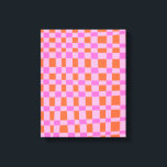 Abstract Chequered Shapes Pattern in Pink    Canvas Print<br><div class="desc">Abstract Chequered Shapes Pattern in Pink and Orange Canvas Print</div>