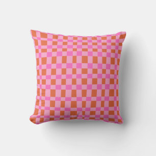 Abstract Chequered Shapes Pattern in Pink    Cushion