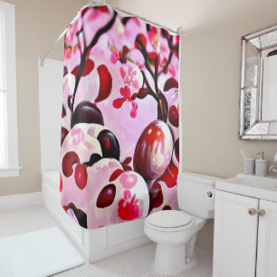 Abstract Cherries Shower Curtain