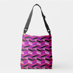 Abstract Chevron/Herringbone Purples & Violet Crossbody Bag