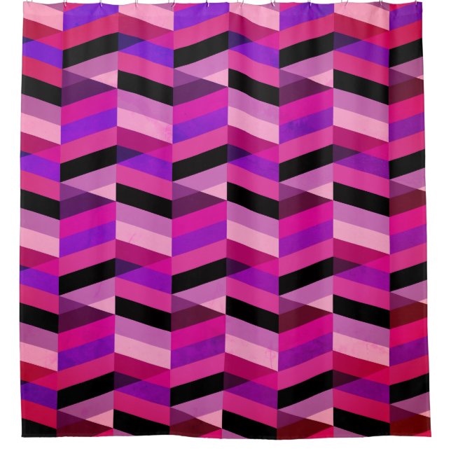 Abstract Chevron/Herringbone | Purples & Violet Shower Curtain (Front)