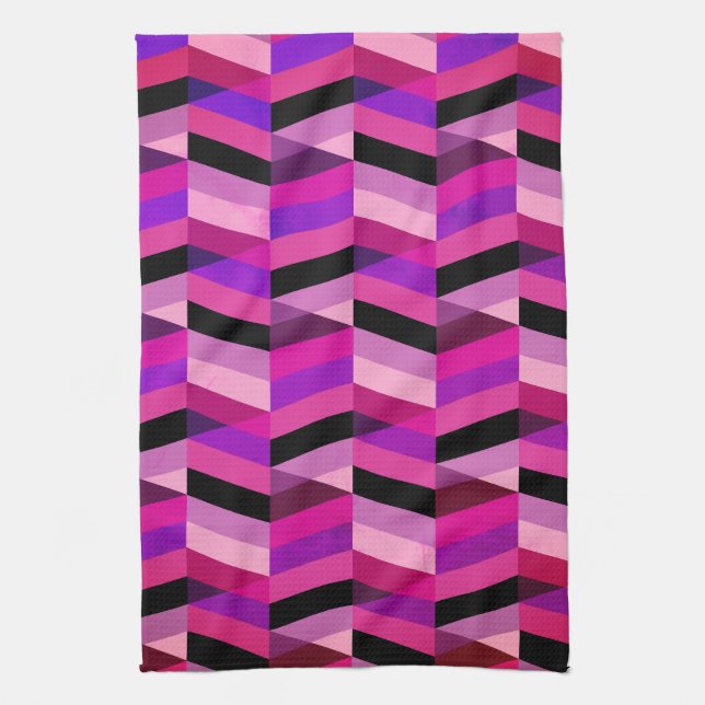 Abstract Chevron/Herringbone | Purples & Violet Tea Towel (Vertical)