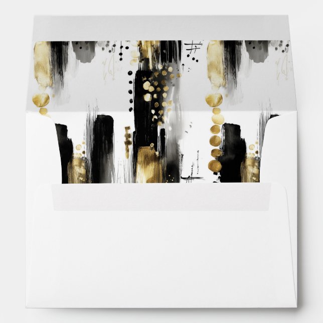 Abstract Chic Modern Black and Gold Bow Party Envelope (Back (Bottom))