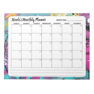 Abstract Chic Monthly Calendar Notepad 