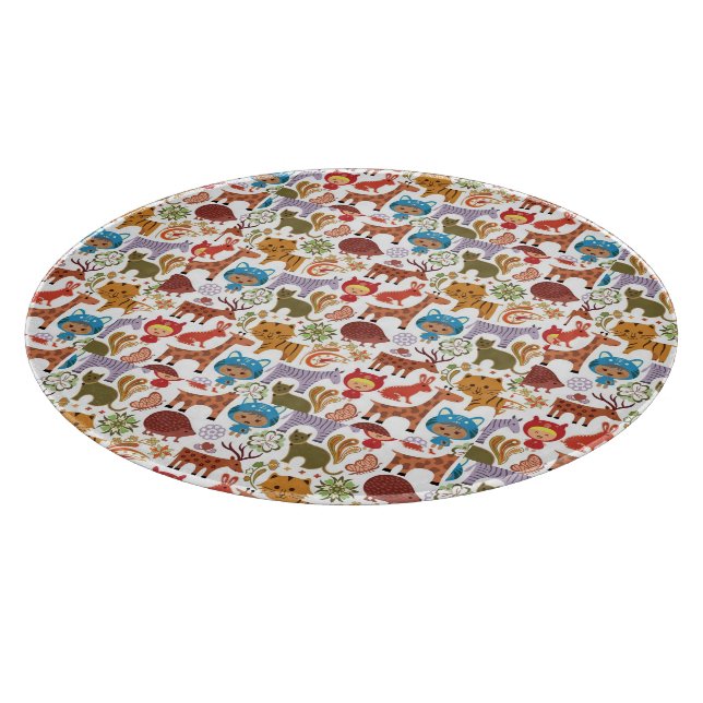Abstract Child and Animals Pattern Cutting Board (Corner)