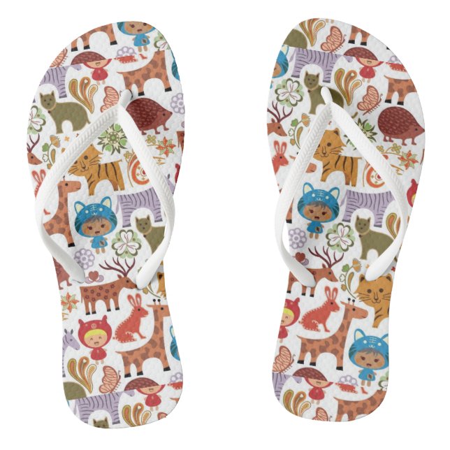 Abstract Child and Animals Pattern Jandals (Footbed)