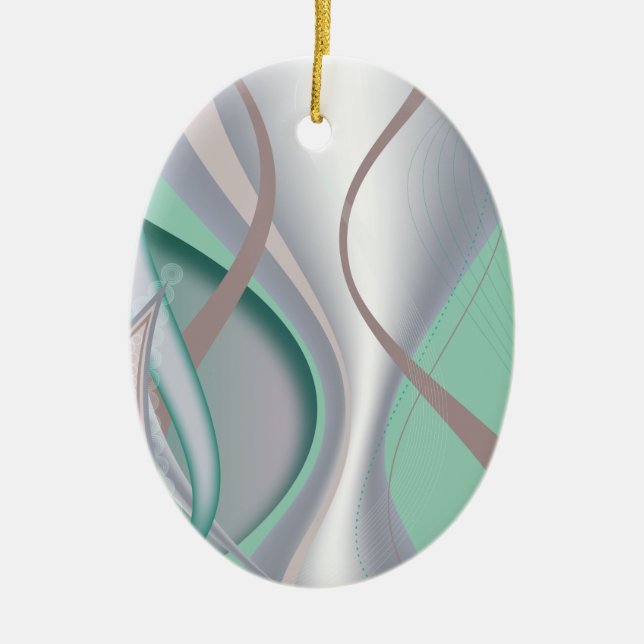 Abstract Chocolate Mint Tornado Ceramic Tree Decoration (Front)