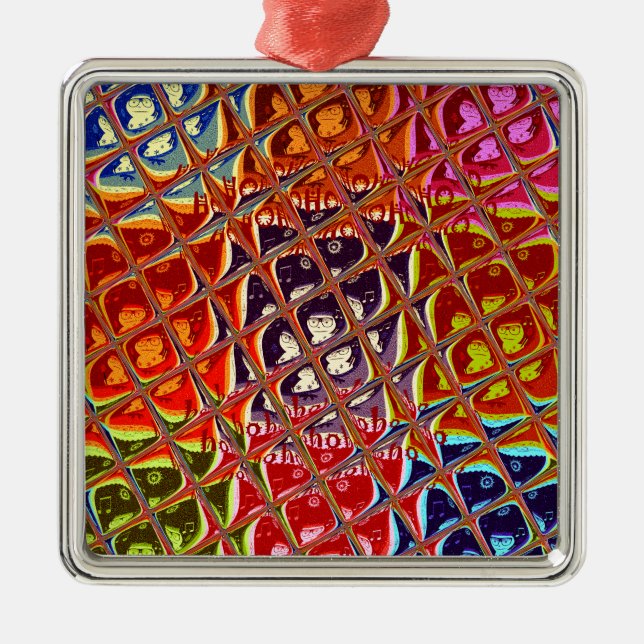Abstract Christmas Colours Collection. Metal Tree Decoration (Front)