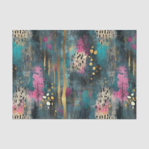 Abstract christmas teal pink leopard pattern tissue paper