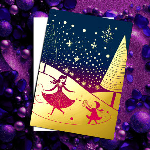 Abstract Christmas Theme Illustration Gold Pink
