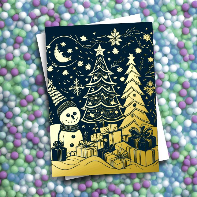 Abstract Christmas Theme Snowman Gold Foil (Creator Uploaded)