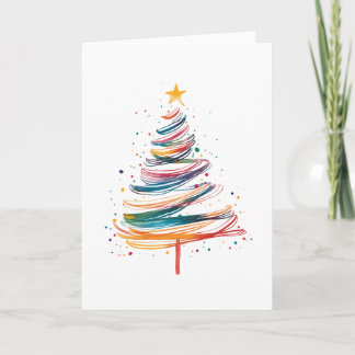 Abstract Christmas Tree Colourful Brush Stroke  Card