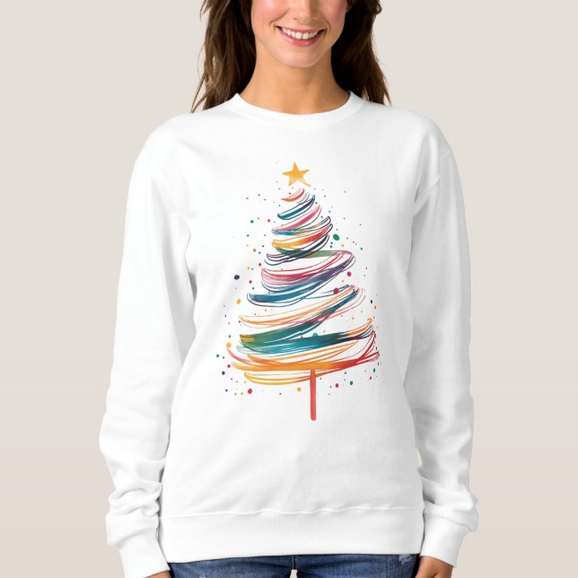 Abstract Christmas Tree Colourful Modern Holiday  Sweatshirt (Front)