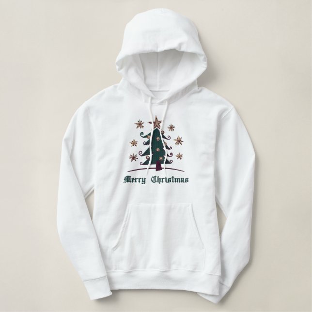 Abstract Christmas Tree Embroidered Hoodie (Design Front)