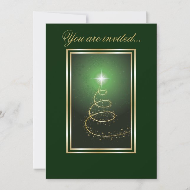 Abstract Christmas Tree glowing green Invitation (Front)