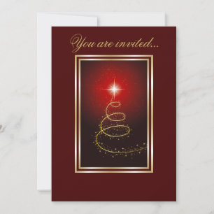 Abstract Christmas Tree glowing red Invitation