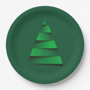 Abstract Christmas Tree Holiday Party Paper Plate