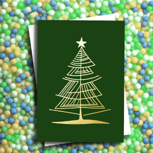 Abstract Christmas Tree Illustration Gold Foil