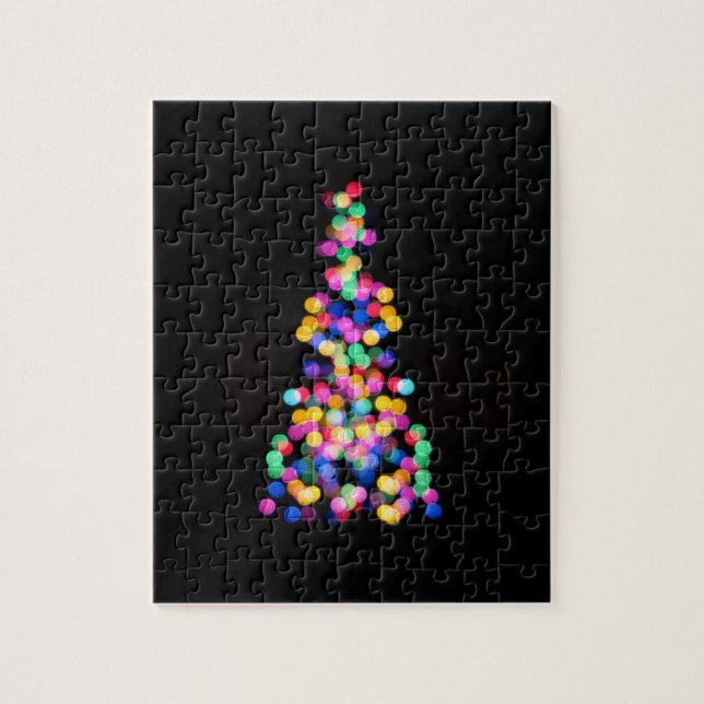 Abstract Christmas Tree Lights on Solid Black Jigsaw Puzzle (Vertical)