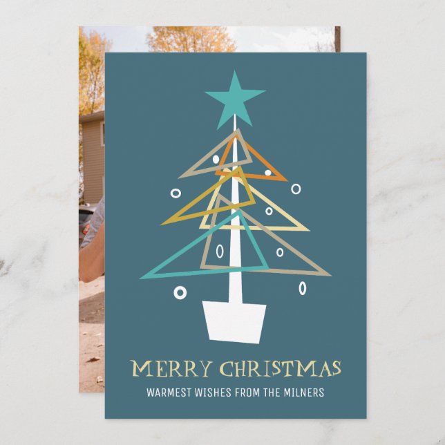 Abstract Christmas Tree Mid Century Holiday Photo (Front/Back)