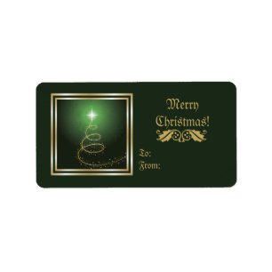 Abstract Christmas Tree On glowing green label