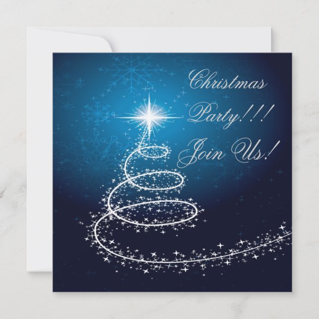 Abstract Christmas Tree Party  Invitation Blue (Front)