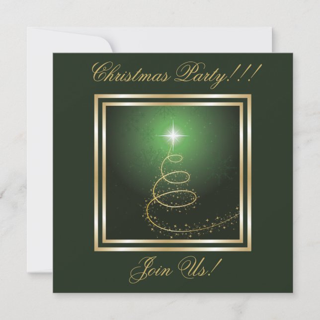 Abstract Christmas Tree Party  Invitation green (Front)