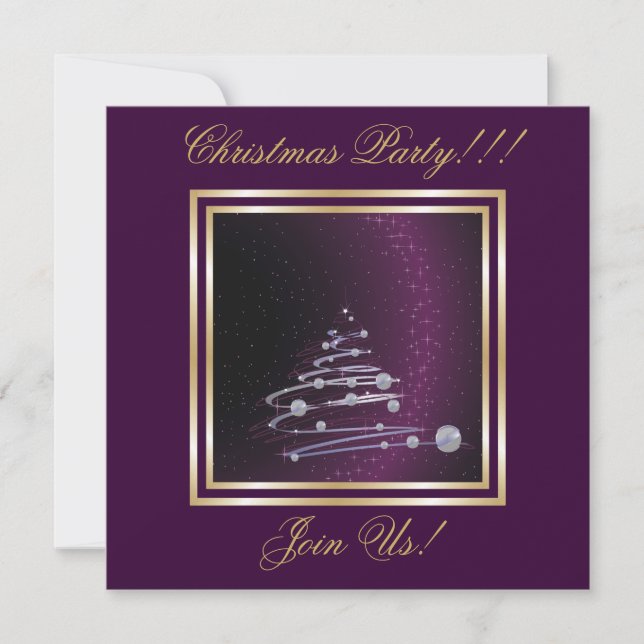 Abstract Christmas Tree Party  purple Invitation (Front)