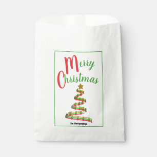 Abstract Christmas Tree Red and Green Typography Favour Bags