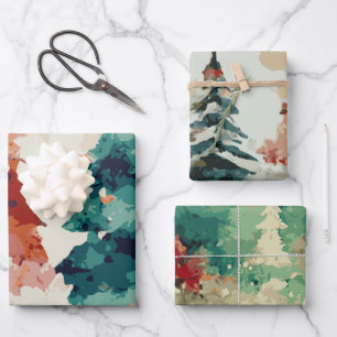 Abstract Christmas Tree set 3 Wrapping Paper Sheet