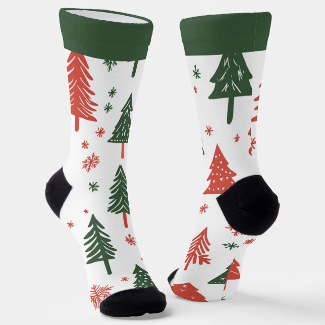 Abstract Christmas Tree Socks with Name (Angled)