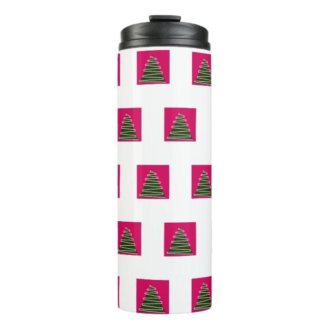 Abstract Christmas tree thermal tumbler (Front)