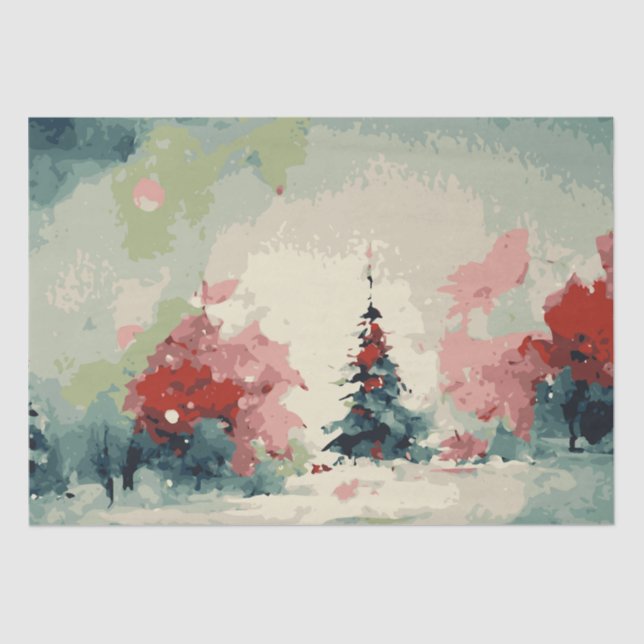 Abstract Christmas Trees 3 watercolour  Tissue Paper (Front)