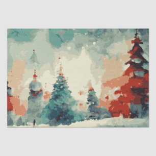 Abstract Christmas Trees 5 watercolour  Tissue Paper