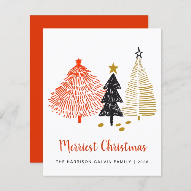 Abstract Christmas Trees Budget Holiday Card (Front/Back)