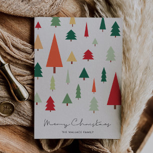 Abstract Christmas trees Merry Christmas Holiday Card