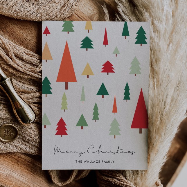 Abstract Christmas trees Merry Christmas Holiday Card (Creator Uploaded)