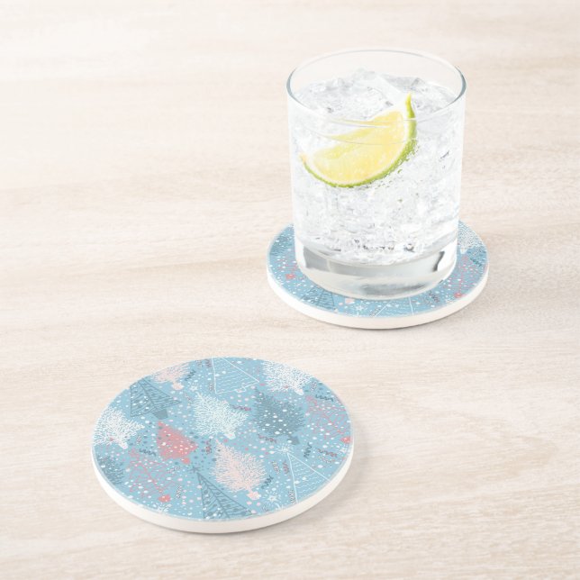 Abstract Christmas Trees Pattern 2 Coaster (Side)